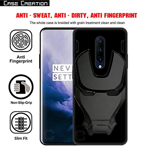 Image of COVERLY Official 3D Touch Feel Trending Avengers Logo Mask Soft Rugged Grip Silicone Iron Man Super Power Cartoon Movie Engraved Silicone Matte Back Cover for Oneplus 7 Pro -Black