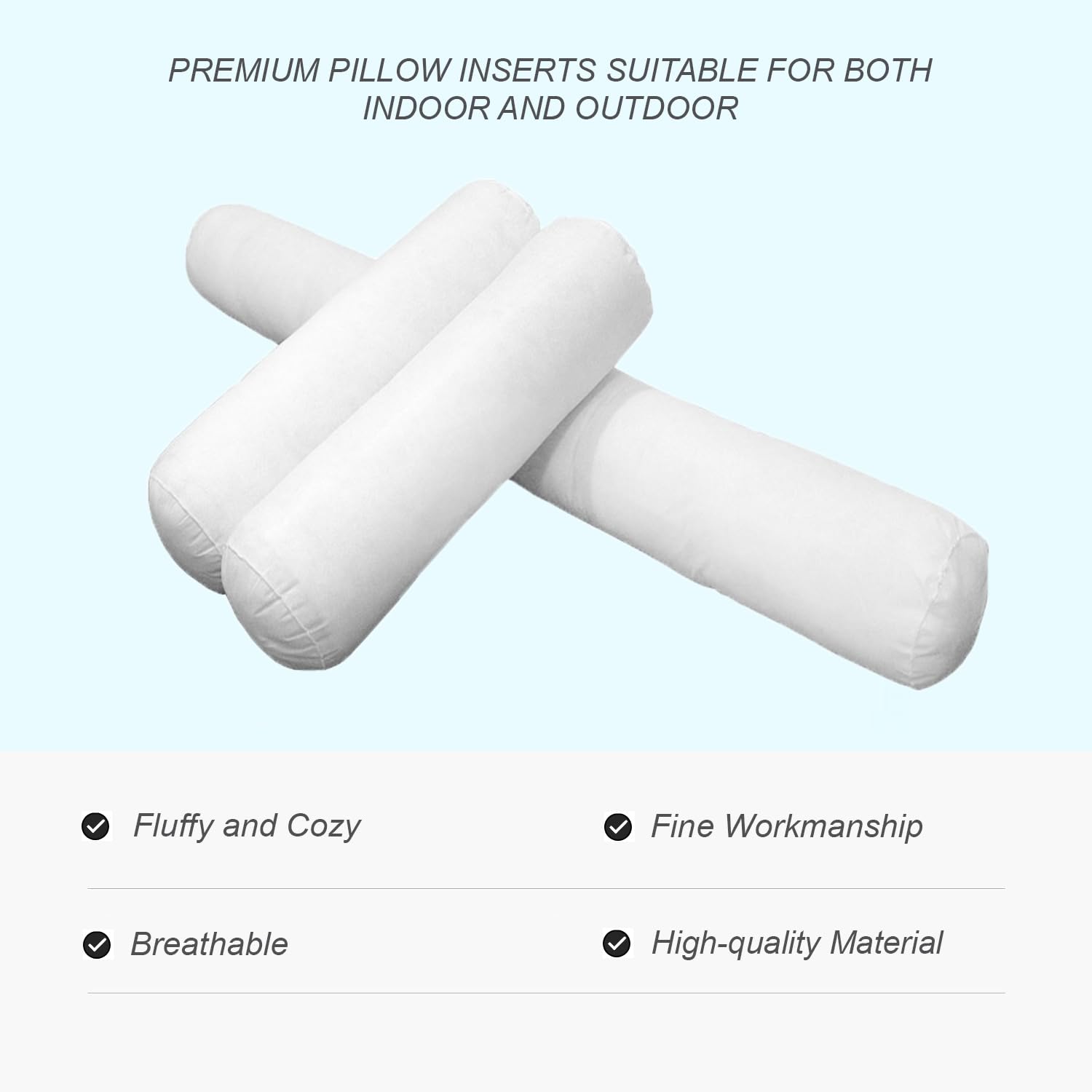 Prolinemax Style 6 Full Size Pillow Bolster Cushion Polyester Fiberfill Inserts for Outdoor Indoor Daybed Porch Swing Bed | Insert ONLY |