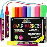 Colorful Art Co. Liquid Chalk Pens - Set of 8 Neon Colors - Washable Chalkboard Markers for School Blackboard, Menu Board, Mirror, Ceramics, Car Window Glass, Easy to Erase