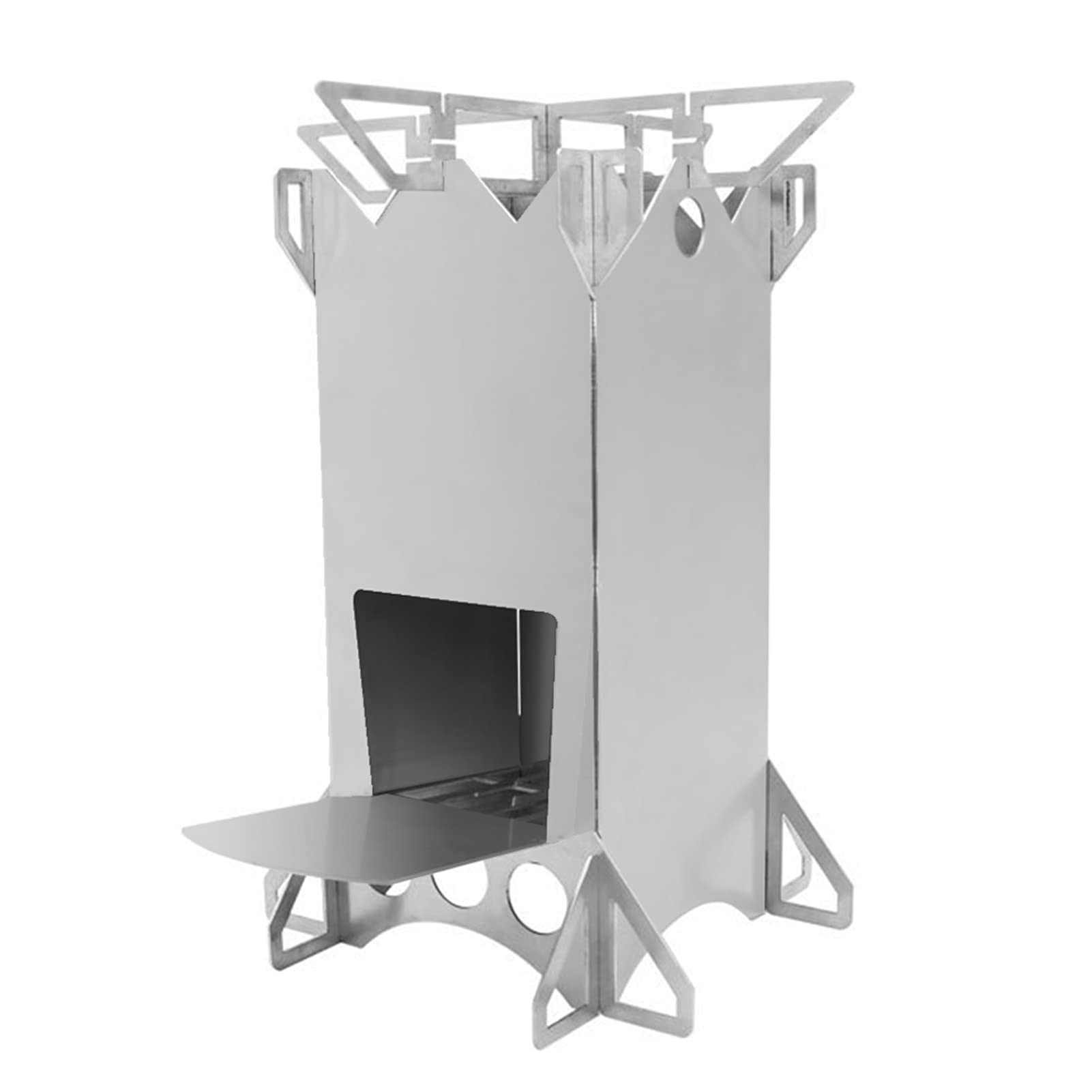 Outdoor Collapsible Wood Burning Stainless Steel Rocket Stove Backpacking Camp Tent Stove