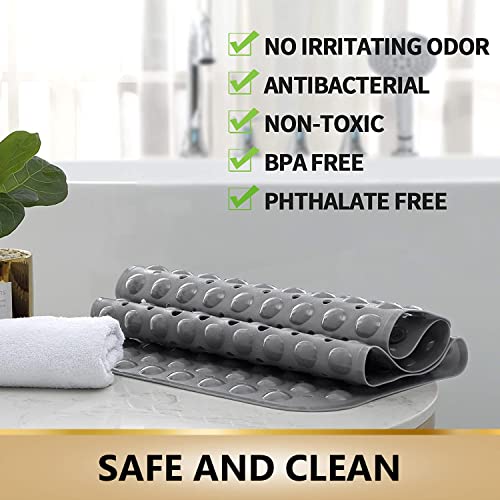 Image of TurtleGrip Anti-Skid Bath Mat, 88x58 cm Soft-Pebble (Grey), Anti-Slip Extra Large Bathtub Mat with Suction Cups, Machine Washable Bathroom Mats with Drain Holes|