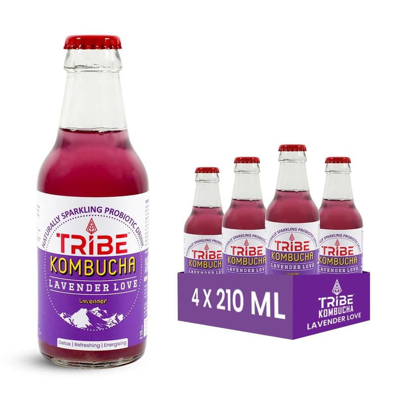 Tribe Kombucha Naturally Sparkling Herbal Tea | Probiotic Super Drink | Blue Pea Flower & Lavender | Gut Friendly | Gluten free | Antioxidant and Hydration | Pack of 4 |210 ML (B0DF2BYS2X) Amazon Price History, Amazon Price Tracker