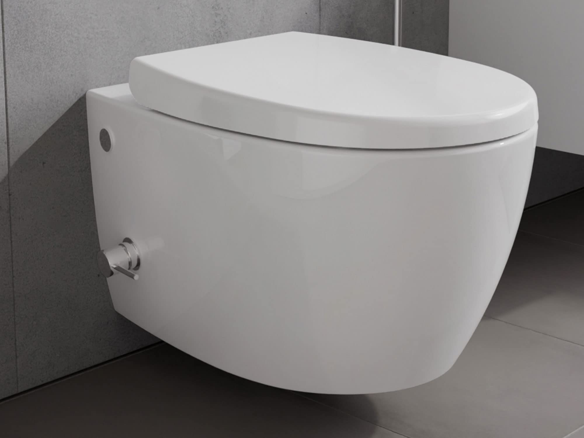 Aqua Bagno | Toilettes Taharet avec Fonction Bidet et Douche, WC Suspendu Mural | 51 cm de Long