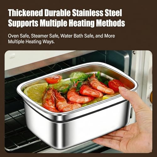 Image of YELONA Stainless Steel Lunch Box 2200ml with Handle, Airtight Leakproof Food Storage Container for Office, Travel, Meal Prep, Curry, Rice, Snacks & Kitchen Use