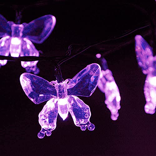 Wonfast Solar String Lights, Waterproof 16Ft 20Led Butterfly Christmas Fairy Lights Decorative Lighting For Home Party Wedding Patio Garden Porch Balcony (Purple) #TOP4