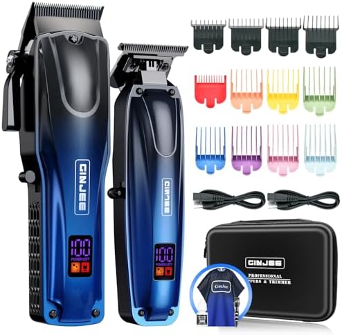Professional Barber Clippers for Men Cordless & Corded - Rechargeable Hair Clipper & Trimmer Set with Fade Lever for Home Haircuts, Grooming Kit with Guide Combs, with Travel Case