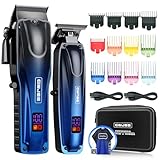 GinJee Professional Hair Clippers for Men Cordless & Corded - Rechargeable Barber Clipper & Trimmer Set with Fade Lever for Home Haircuts, Grooming Kit with Guide Combs, with Travel Case