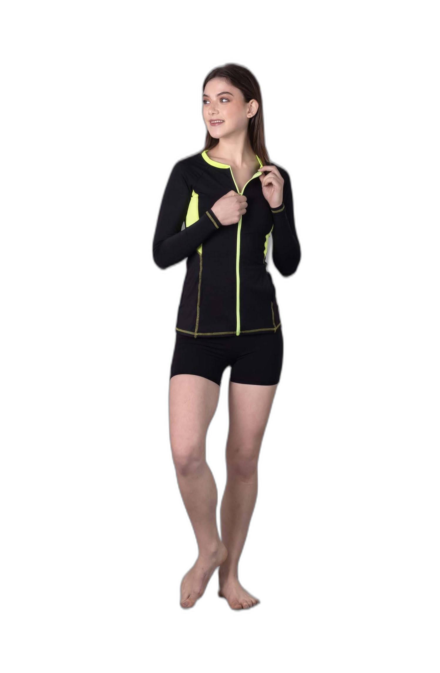 keepfit Women's Longsleeves Zippered Rashguard 2-Piece Padded Swimset |Swimming Suit for Women-picture-15
