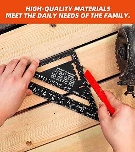RONGPRO Rafter and Combination Square Tool Set - 7 Inch Triangle Carpenter Square, Die-Cast Aluminum Alloy and 12 Inch Zinc-Alloy Combo Ruler - Layout Tool - Image 7