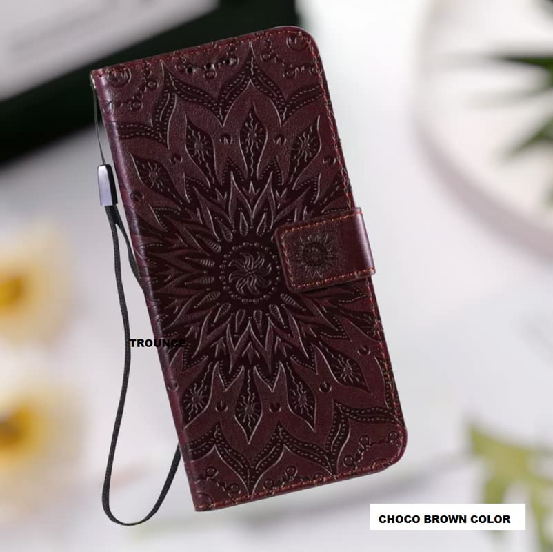 Image of TROUNCE Queen Faux Leather Flip Case Cover with Card Cash Holder Wallet Case | Magnetic Lock Mobile Cover |Back Case - Brown for Samsung Galaxy A54 5G