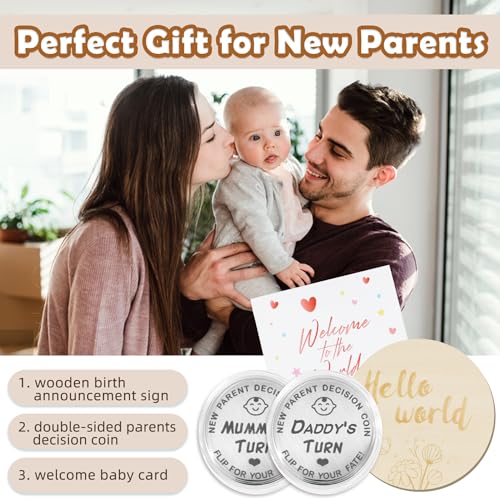 Image of Newborn Baby Girl Gift, 9 Pcs Baby Gift for Girls Newborn Essentials, New Baby Girl Gift Basket Baby Shower Gender Reveal Gifts, New Mom Gift Swaddle Blanket Bear Rattle Gift Set, Khaki