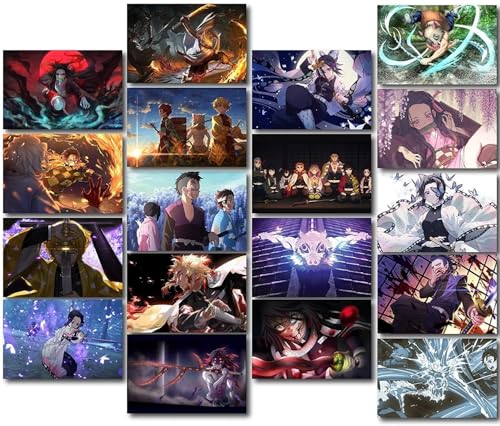Image of ATEVON Anime Wall Collage Kit Pack of 18 Small Posters 6x4 Inches Japanese Anime Aesthetic Room Decor Featuring Tanjiro Nezuko Zenitsu Inosuke and More