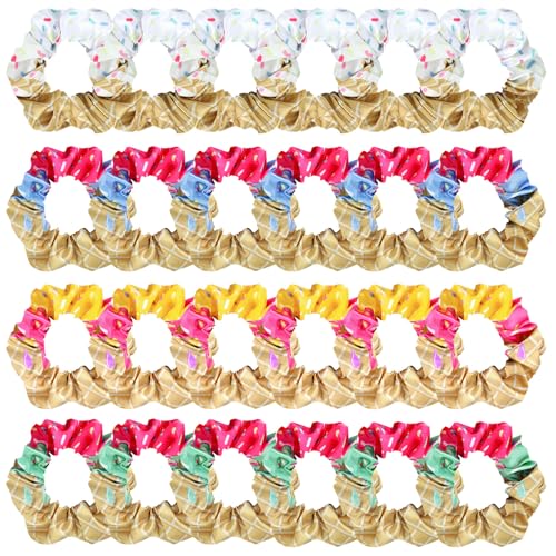 Riceshoot 24 Pcs Ice Cream Drip Softball Scrunchies for Women Softball Ice Cream Drip Party Favors for Team Women Sport Birthday Gifts Sport Supplies