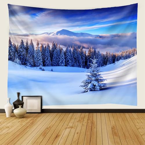 Tapiz de pared decorativo de bosque invernal para transformar el ambiente de tu dormitorio 2