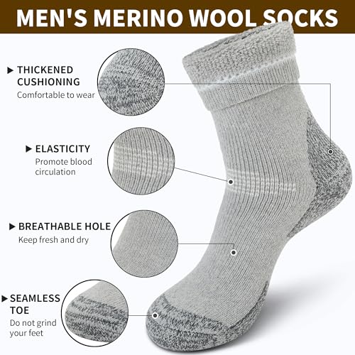Image of Time May Tell Mens and Womens Merino Wool Hiking Cushioning Socks For Outdoor Wool-Socks-For-Men 3 Pack