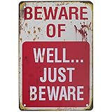 HRENCY Halloween Metal Signs, Beware of Well Just Beware Metal Sign, Retro Fashion Chic Funny Metal...
