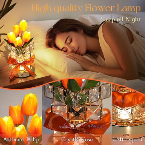Image of Gifts for Women - Tulip Flower LED Table Lamp, Cordless Touch Night Light, 3 Color Dimmable, Birthday Mother's Day Valentine's Christmas Gift for Mom, Wife, Girlfriend