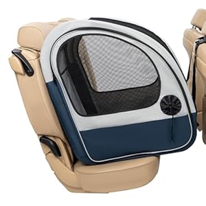 PetSafe Portable Pet Crate for Car, Aluminum Frame Dog Crate, Folds Down for Storage, Secures with Headrest Strap and Seatbelt, Pet Travel (Gray/Blue) PetSafe Portable Pet Crate for Car Aluminum Frame Dog Crate Folds Down for Storage Secures with Headrest Strap and Seatbelt Pet Travel GrayBlue