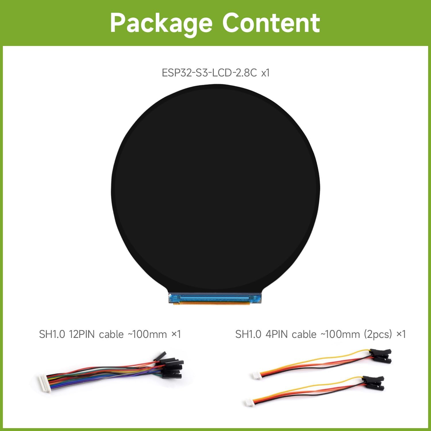 Waveshare ESP32-S3 2.8inch Round Display Development Board, 480×480, 32-bit LX7 Dual-core Processor, Without Touch Function