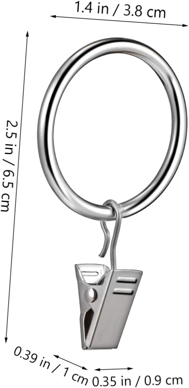 40pcs Metal Curtain Clips with Rings Easy to Install Drapery Hooks for Curtains Shower and More for Home Decor and Organization