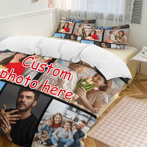 Uniqora Parure de lit Personnalisé, Housse de Couette Personnalisé avec Photo/Texte et Taie d'oreiller, Couette Housse Personnalisable Différentes Tailles...