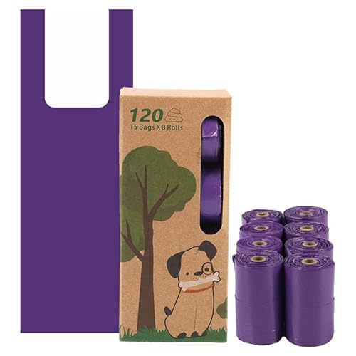 Generic Dog Poo Bags with Handles, Biodegradable Dog Poo Bags with Tie Handles on a Roll. (120pcs/8 roll pack)