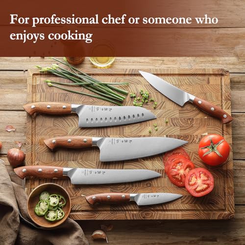 HEZHEN Kitchen Knife Set of 5 Pcs, German Stainless Steel Chef Knife for Professional Chefs and Home Cooking, Ultra Sharp Chef Knife Set - Image 6