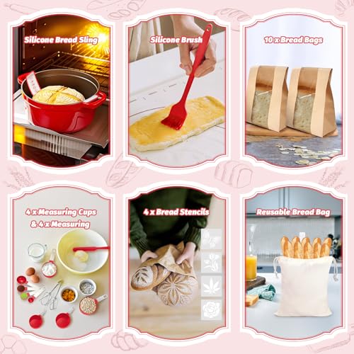 Image of EWFEN Sourdough Starter Kit with Round & Oval Banneton, Complete Sourdough Bread Baking Supplies, Bread Proofing Basket with Starter Jar, Bread Making Tools Kit for Beginners & Bakers
