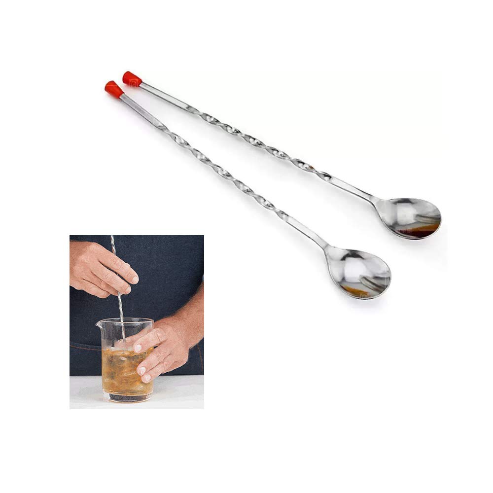 2 X Stainless Steel Cocktail Muddler Mixed Spoon Bar Tool Mixing Stir Drinks 12