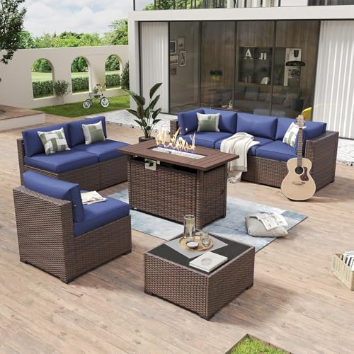Aoxun 8-Piece with Fire Pit Table