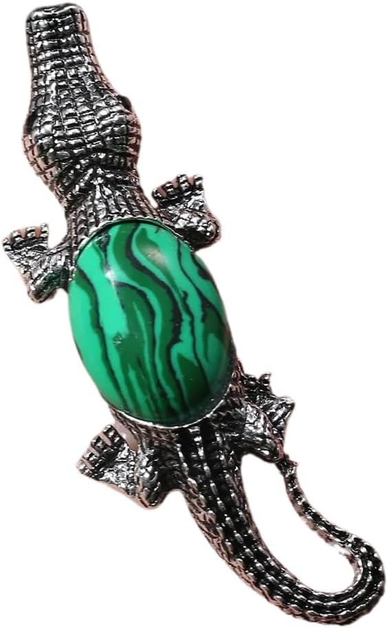 925 Sterling Silver Natural Stone Necklace Animal Alligator Necklace Crocodile Charms Pendant Necklace Healing Alligator Jewelry with Rope Alligator Necklace for Women and Men