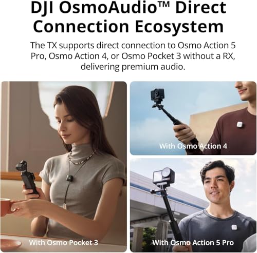 Image of DJI Mic Mini (1 TX + 1 RX), Ultralight, Detail-Rich Audio, Noise Cancelling, Automatic Limiting, Wireless Microphone for Camera /iPhone /Android, Vlog, Streaming, 400m Transmission Black