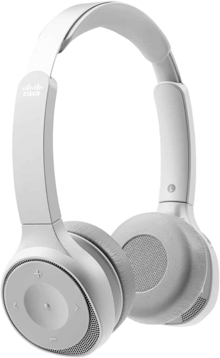 Cisco Headset 730, Wireless Dual On- Ear Bluetooth Headset with Case, USB-A HD Bluetooth Adapter, USB-A and 3.5mm Cables, Platinum, 2-Year Limited Liability Warranty (HS-WL-730-BUNA-P)