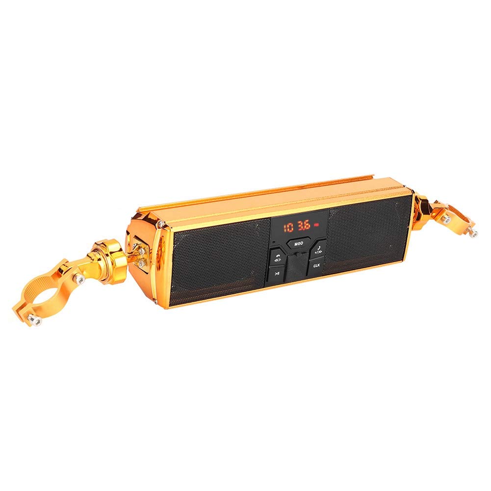 Dioche Wodoodporny System Stereo do Motocykla Modyfikacja Motocykla - System Przesuwania i Dźwięku dla Motocykli - Obsługuje USB, kartę Pamięci i Sterowanie (GOLD)