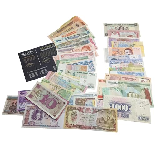 IMPACTO COLECCIONABLES | Colección de 50 Billetes Auténticos de 50 Países Diferentes - Sin Repeticiones, Desmonetizados y Originales | Ideal para Coleccionistas, Incluye Certificado de Autenticidad