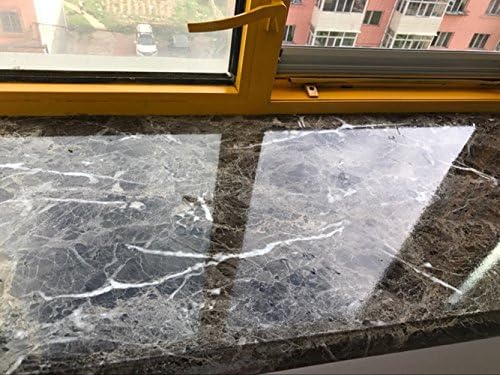 WDragon White Grey Marble Self Adhesive Gloss Vinyl Wrap Film Kitchen Countertop Peel Stick Wallpaper Decal 24''x79'' (Brown)