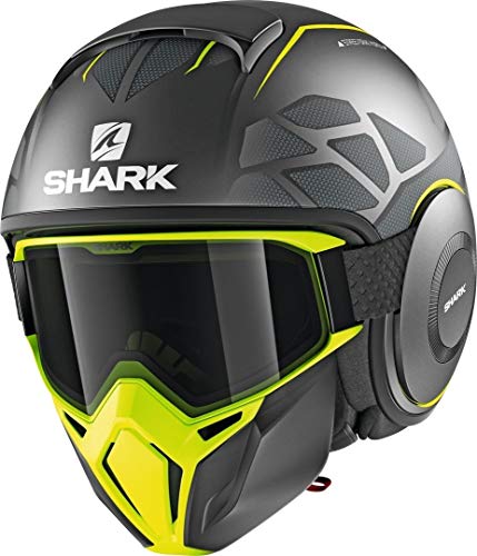 Shark NC Casco per Moto, Hombre, Gris/Negro/Fluo, M