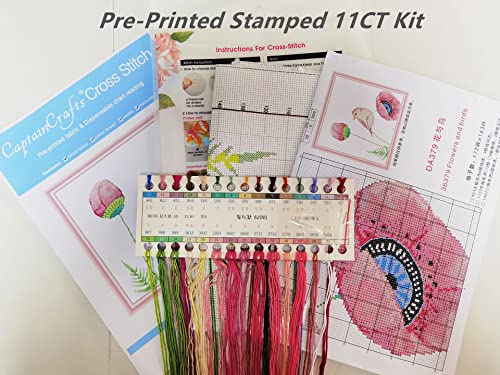 Image of CaptainCrafts New Cross Stitch Kits Embroidery Kit Full Range Pre-Printed and Counted Fabrics Kits for Adults Beginners Home Decor (Stamped 14CT, Sea View Girl)