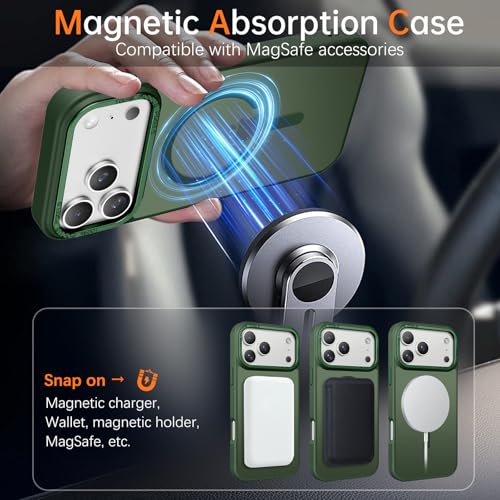 Image of YINLAI for iPhone 17 Pro Max Case 6.9-inch,Magnetic Compatible with MagSafe, Slim Matte Anti-Fingerprint, Shockproof Full Body Military Grade Protection for iPhone 17 Pro Max Cover, Green