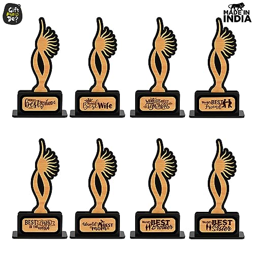 Image of GKD Momento Awards and Trophy for Winner, Beautiful Black and Bamboo Design with Wooden Cutwork, Easy Print and Sticker Paste Your Matter, eco Friendly Gifts (Size 10x6 Best Combo Pack of 8)