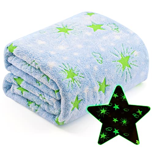 Touchat Glow In The Dark Blanket, Christmas Birthday Gifts Toys For Girls Boys Kids, Soft Cozy Flannel Fleece Kids Blanket For Bed Sofa Couch, Age 3-12 Years Old, 50" X 60" Green #TOP5