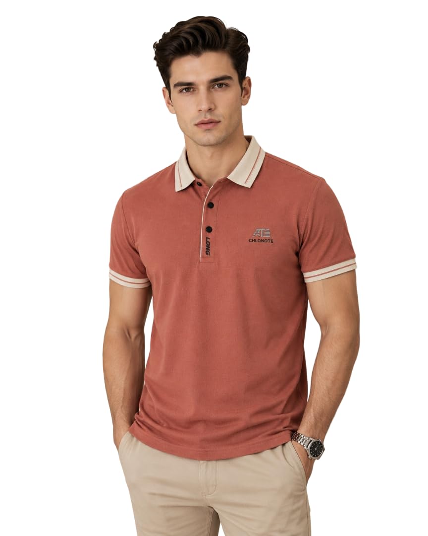 febrion Men’s Polycotton Polo T-Shirt | Regular Fit Casual Collar Neck Half Sleeve T-Shirt for Man | Solid Textured Stylish Office-picture-19