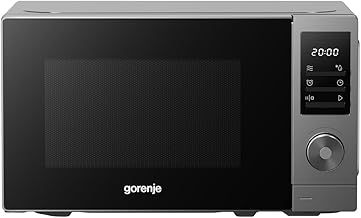 Gorenje MO20A3T4 Microwave, 20L, 700 W, Child Lock, AquaClean, Defrost Function, 8 Automatic Programmes, 5 Power Levels, LED Display, Electronic Touch Control, Black with Silver