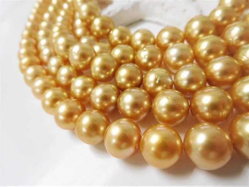 Miniatura 2 de Collar de perlas doradas tibetanas naturales, collar de boda, collar de perlas de concha, collar de perlas, joyería de boda, collar de dama de