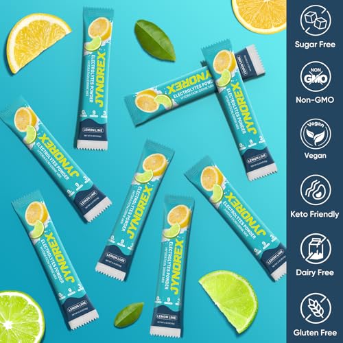Image of Electrolytes Powder Packets Sugar Free, 30 Sticks High Sodium Hydration Packets, Low Calorie Electrolyte Packets Drink Mix Liquid Daily IV with Lemon Lime, 10.5OZ