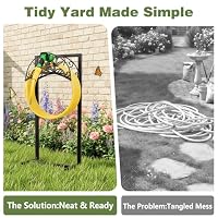 Garden Hose Holder - Upgraded Electrophoretic Coating Anti-Rust Graden Hose Storage Rack with Hummingbird Pattern Holds 150ft, Heavy Duty Garden Hose Hanger, Water Hose Holders for Outside Yard Lawn — image 4