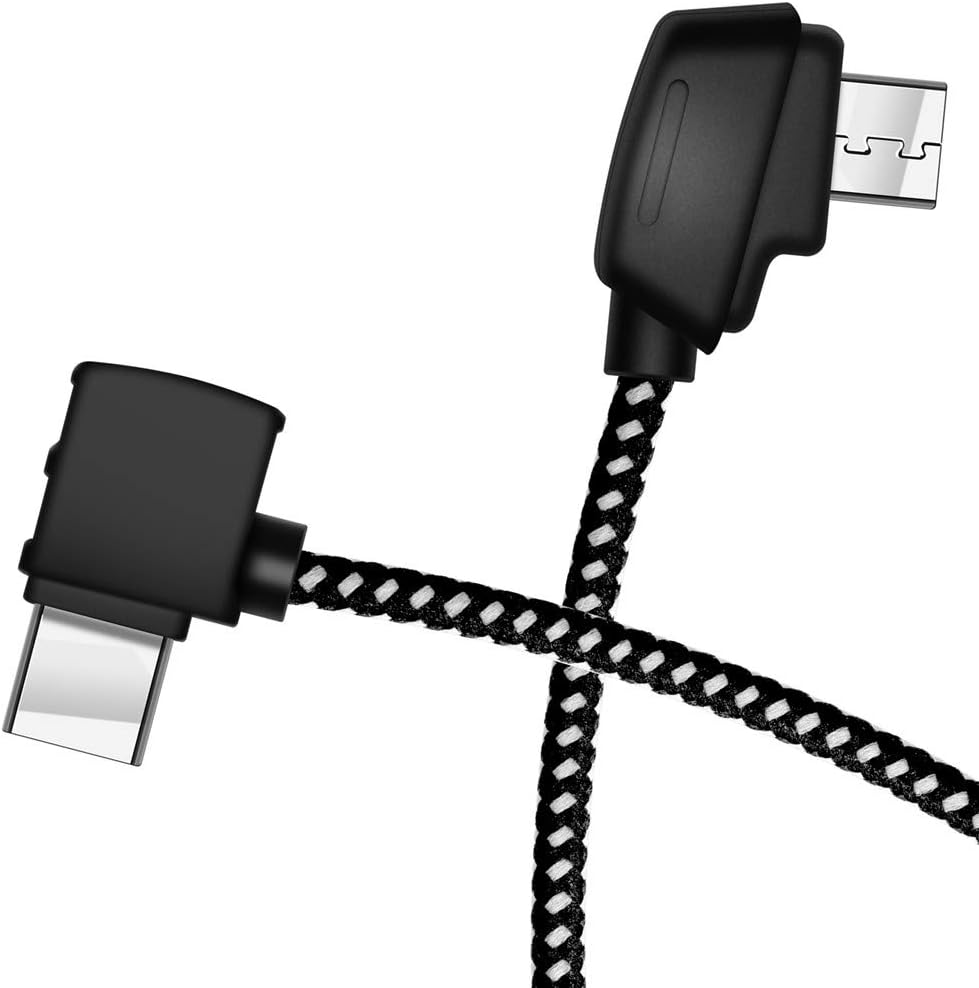 Hanatora Micro-AB to USB C 8.14 Inch Remote Controller Cable for DJI Mavic Mini, Mini SE & Mavic 2 Pro/Zoom, Air, Pro Platinum; OTG Nylon Braided Type C Tablet Data Cord (Type-C Connector)
