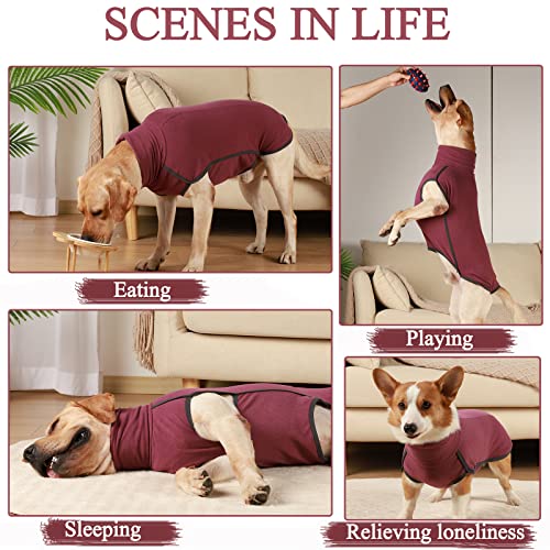 Hjyokuso Hundepullover - Fleece Pullover für kleine, mittelgroße & große Hunde - Warm & Leichter Hundepulli, Wintermantel & Outdoorhundemantel - Weinrot