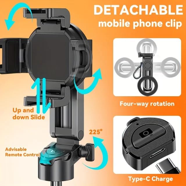 Image of 2025 Stainless Steel P15 Magnetic MINI Retractable Selfie Stick Tripod with Remote Phone Grip 2 Cold Shoe,10M /393.7' (P15 Magnetic Retractable Selfie Stick)
