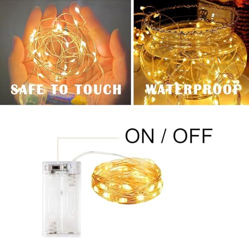 SHUBEIEUMI 2 Stück LED-Draht-Lichterkette, 1M 10LED Warmweiß Innen Lichterketten, für Party, Weihnachten, Halloween, Hochzeit Deko, Garten